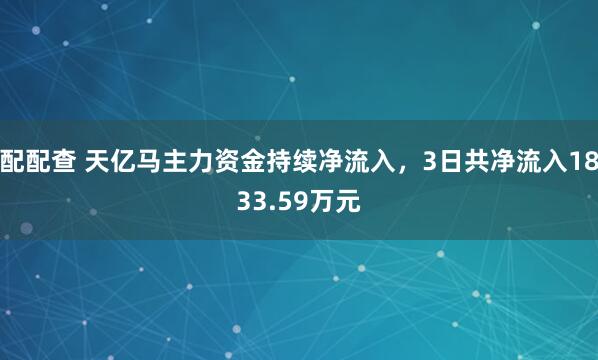 配配查 天亿马主力资金持续净流入，3日共净流入1833.59万元
